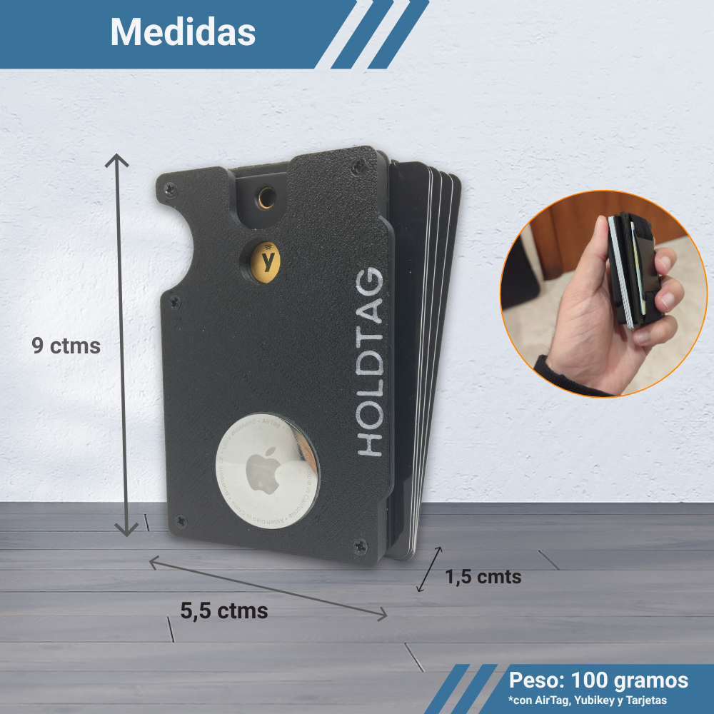 CARTERA AIRTAG + YUBIKEY SLIM CON BLOQUEO RFID